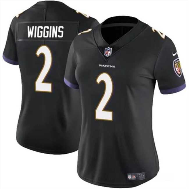 Women%27s Baltimore Ravens #2 Nate Wiggins Black 2024 Draft Jersey Dzhi